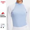 Traje de golf de manga larga con cuello semi-alto de bloques de color, fino, transpirable, para verano, running, curva, alta elasticidad para mujer, deportes al aire libre