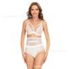 Ropa Interior de Decoración de Boda para Damas Europeas y Americanas Transparente Sin Relleno Conjunto de Lencería Sexy de Malla Lencería Sexy de Boda para Mujer