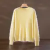 Top de punto de lana de cachemira noble Suéter de lana lechoso y esponjoso Suéter de lana cepillada esponjosa con cuello redondo Ropa de punto cálida y suave para mujer Otoño Invierno