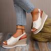 Sandalias de Plataforma con Hebilla de Punta Descubierta y Tacón de Cuña Grueso de Talla Grande Transfronteriza para Mujer, Impermeables, Moda Europea y Americana, para Exterior, Sandalias de Mujer