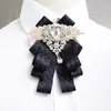 Banquete de Casamento Masculino de Luxo Estilo Britânico Gravata Borboleta Flor com Pedrarias Gola Flor Formal Terno Gola Flutuante Profissional Flor
