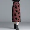 Falda de tiro alto, adelgazante, de longitud media, corte recto, con abertura, flockeada, ajustada al cuerpo, nuevo estilo otoño 2026 para mujer