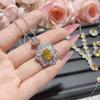 Corte Camelia Traje francés de circonio color yema de huevo brillante chapado en oro de 18 quilates con diamantes completos avanzados para cena anillo rico aretes de botón con aguja de plata