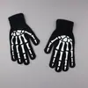Novas Luvas de Decoração de Festival Fantasma de Halloween Transfronteiriças Luvas de Garra de Fantasma de Tricô Luvas de Esqueleto com Luvas de Cabeça de Fantasma Brilhantes