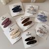 Par de Pinzas Ovaladas con Parche de Ácido Acético para el Cabello Etiqueta Dorada Francesa Clip de Pico de Pato Simple Accesorios para el Cabello Flequillo de Princesa Estilo Nuevo