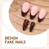 Unhas Vestíveis Estilo Ins Venda Quente Transfronteiriça Unhas Amêndoa Âmbar Degradê Estampa de Leopardo Malha Manicure Unhas Vestíveis Pura Feita à Mão
