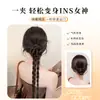 Coleta de verano refrescante estilo ins look perezoso trenzado artificial con pinza de garra de capullo tipo pluma trenza retorcida para mujer