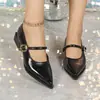 Zapatos de Salón de Cuero de Tacón Grueso, con Correa Única, Estilo Mary Jane, Exportación Transfronteriza Europea y Americana, Nuevo Estilo