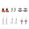 Aretes de serie de Halloween al por mayor del fabricante, aterradores y divertidos, fantasma, murciélago, araña, aretes de calavera