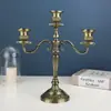 Portavelas Estilo Europeo para Sala de Estar en Casa, Lujo Ligero Tres Cabezas Creativo Boda Cinco Retro Romántico Portavelas Decoración para Cena a la Luz de Velas