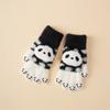 Luvas de Pelúcia Tricotadas Fofas de Panda Vermelho com Cinco Dedos para Mulheres no Inverno Luvas Espessadas Quentes e à Prova de Frio para Tela de Toque e Ciclismo