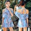 Traje de baño de una pieza estilo falda, nuevo estilo, que cubre el vientre, conservador y adelgazante, con diseño de escote cuadrado para bustos pequeños, traje de baño coreano para aguas termales para mujer