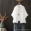 Primavera y verano, nueva blusa de hilo de algodón de doble capa para mujer, suelta, de talla grande, para mamá de mediana edad, ropa de primavera 2024, nueva camisa casual