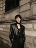 Camisa de cuero de manga larga para hombre de la marca trendy Yang Yifan, nueva colección primavera 2026 estilo coreano casual trendy negra para otoño