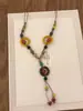 Nuevo Collar Étnico Chino de Colores con Cuentas para Mujer, Cadena Larga de Suéter de Moda Retro, Cadena para Clavícula con Diseño de Nicho