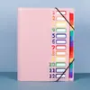 Carpeta de acordeón de 12 páginas de colores arcoíris, nueva carpeta de almacenamiento de documentos de oficina transfronteriza, encuadernación con cuerda de PP, clip de acordeón al por mayor.