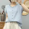 Moda Simple Temperamento Elegante Doble Capa Gasa Ropa Hermosa Cuello de Encaje Camisa de Mujer Super Llamativa Algodón Holgado Ropa de Mujer