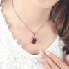 Estilo coreano banhado a ouro rosa 18K galvanizado turmalina pingente pingente de rubi elegante na moda grande colar de pingente de pedra nua
