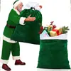Bolsa Grande de Cordón de Papá Noel en Terciopelo Rojo y Verde, Bolsa de Regalo de Cordón Navideña, Bolsa de Cordón de Terciopelo en Stock