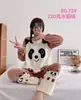 Pijama Popular de Outono e Inverno para Mulheres Desenho Animado Fofo Gola Redonda Casual de Desenho Animado Conjunto de Roupas para Casa de Flanela Venda Direta da Fábrica