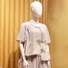 Roupa de Verão da Mamãe, Conjunto de Duas Peças Casual Elegante e de Alta Qualidade para Mulheres de Meia-Idade e Idosas, Vovó Fica Jovem e Estilosa, Conjunto de Chiffon