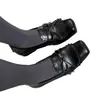 Versión de Piel de Oveja~Diseño Único Puntera Cuadrada Nariz de Cerdo Zapatos de Ballet Bajos para Mujer con Encaje de Lazo en Estilo Oscuro