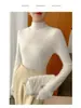 Suéter tejido sin costuras de una sola línea, suave y amigable con la piel, suéter ajustado de cuello medio alto para mujer, adecuado para otoño e invierno, se puede usar como capa base debajo de un abrigo, venta al por mayor