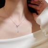 Collar Mori Feather You original para mujer, de plata de ley 925, con borlas de alta gama y hojas para clavícula.