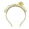 Letras Europeas y Americanas Mi Cumpleaños Diadema de Cumpleaños Accesorios para el Cabello Pedrería Metal Tocados Diosa Diadema para Fiesta de Cumpleaños