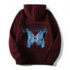 Sudadera casual con capucha de moda con letras nuevas de exportación europea y americana 2024 con mariposas multicolores