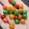 Contas de jade secas, verdes, de corte reto, estilo vintage, contas soltas, contas cilíndricas vermelho-alaranjadas, amarelo-alaranjadas, espaçadores e acessórios para confecção de joias