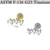 Stud para Labio de Aleación de Titanio G23 Transfronterizo Forma de T Incrustado con Circonita Rosca Interna Stud para Cartílago de la Oreja Forma de Flor Marquesa Ópalo Joyería para Perforación de Oreja
