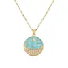 Collar Colgante Redondo Estrella de Circonita Chapado en Oro de 18 Quilates de Cobre Nuevo Estilo Transfronterizo Aogu Cadena para Clavícula de Personalidad Única