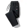 Calças Casuais Masculinas Finas Largas Retas de Primavera e Outono Calças Longas Skinny de Tricô Plus Size de Verão Masculinas