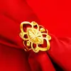 Atacado Vietnã Shajin Moeda Euro Moda Anel Feminino Carro Flor Corte de Flor Rosto Grande Anel Vazado Anel Étnico