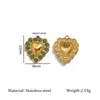 Accesorios de Colgante con Forma de Corazón de Encaje de Acero Inoxidable Europeo y Americano Chapado en Oro Moda DIY Accesorios para Pendientes y Collares Joyería