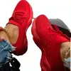 Zapatillas talla grande mujer 2021 primavera nuevo suela gruesa color liso con cordones tejido volador de un paso zapatos de papá wish transfronterizo