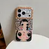 Case fofo com estampa de leopardo para meninas, adequado para iPhone 17 Pro, Apple 18 Pro Max, 16 à prova de choque, 15p personalizado