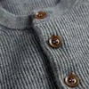 Suéter de Punto de Manga Larga para Hombre, Color Sólido, Media Botonadura, Cuello Redondo, Prenda Base, Tendencia Europea y Americana