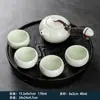 Conjunto de Chá Kung Fu com Bandeja, Conjunto Pequeno Portátil com Uma Bule e Quatro Xícaras para Casa, Dormitório, Hotel e Recepção de Convidados