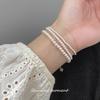 Pulsera Nalan de Plata S925 Exquisita y Sencilla de Alta Gama Lujo Ligero Estilo Francés Pulsera de Alto Brillo Nacional con Cristales Swarovski S7434