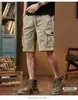 Pantalones cargo retro americanos de bolsillo grande para hombre, marca de moda, verano holgados de corte recto, shorts casuales de talla grande, pantalones hasta la rodilla