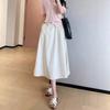 Falda de Paraguas de Longitud Media Lu's Cool, Suave y Lisa con Cintura de Botón y Protección Solar Falda Línea A para Mujer Verano 2025 S0707B