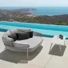 Silla de ratán moderna minimalista para patio exterior, proyecto de balcón, silla de ratán impermeable y resistente al sol, sofá de respaldo exterior