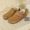 Versão em Couro Calçados Birkenstock Tudo Incluído para Mulheres Sola Grossa Slip-On Preguiçoso Outono Versátil Sanxi Mesmo Estilo Tamanho Grande Calçados Birkenstock