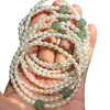 Pulsera de Muñeca con Perlas de Agua Dulce Naturales Brillantes de Alta Calidad de 3-4 mm Casi Perfectas y Pulsera de Jade Dongling