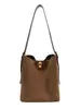 Bolso de Gamuza de Gran Capacidad para el Viaje Diario de Mujer 2026 Nuevo Estilo Minimalista de Verano Bolso Cruzado al Hombro Tipo Cubo