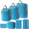 Conjunto de Compressão para Armazenamento de Viagem com 7 Peças para Roupas Sapatos Higiene Pessoal Cosméticos Sacos de Armazenamento Sacos Impermeáveis Armazenamento Portátil