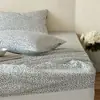 Conjunto de lençol de cama de gaze de algodão com duas camadas, estilo vintage floral, para dormitório estudantil, conjunto de três peças com cobre-colchão, colcha e fronha de algodão puro