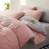 Conjunto de Roupa de Cama Quatro Peças Patchwork de Cor Lisa Dupla Cor Classe A 100% Algodão Conjunto de Três Peças para Dormitório Estudantil Algodão Puro 100% Algodão Lavado Venda por Atacado